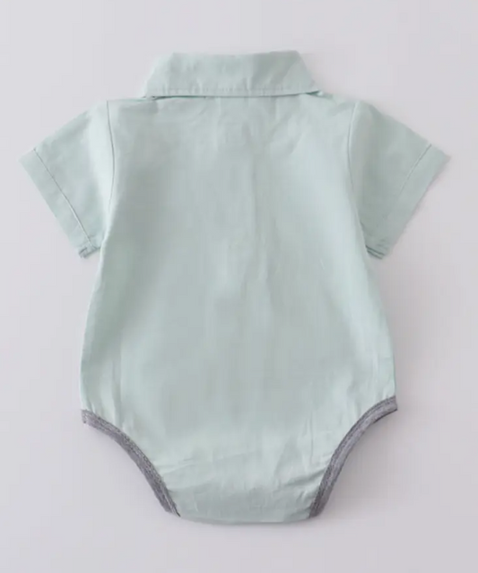 Sage Button-Down Pocket Baby Romper